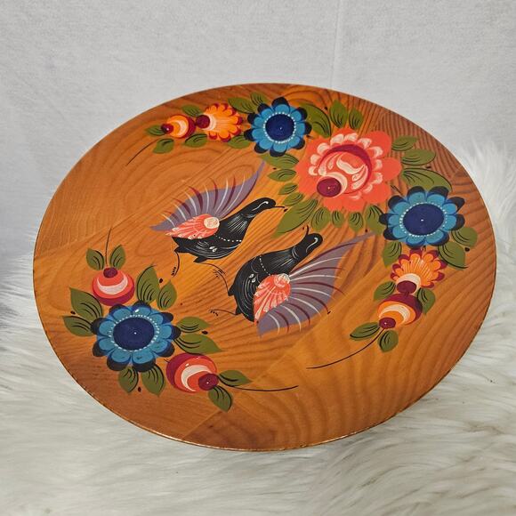 Folk Art Hand Painted--Peacock Decor Kitchen Wall Hanging - Picture 2 of 5